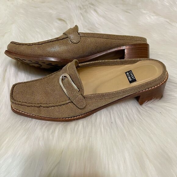 Stuart Weitzman tan leather backless loafers, size 7 1/2 - Picture 10 of 12